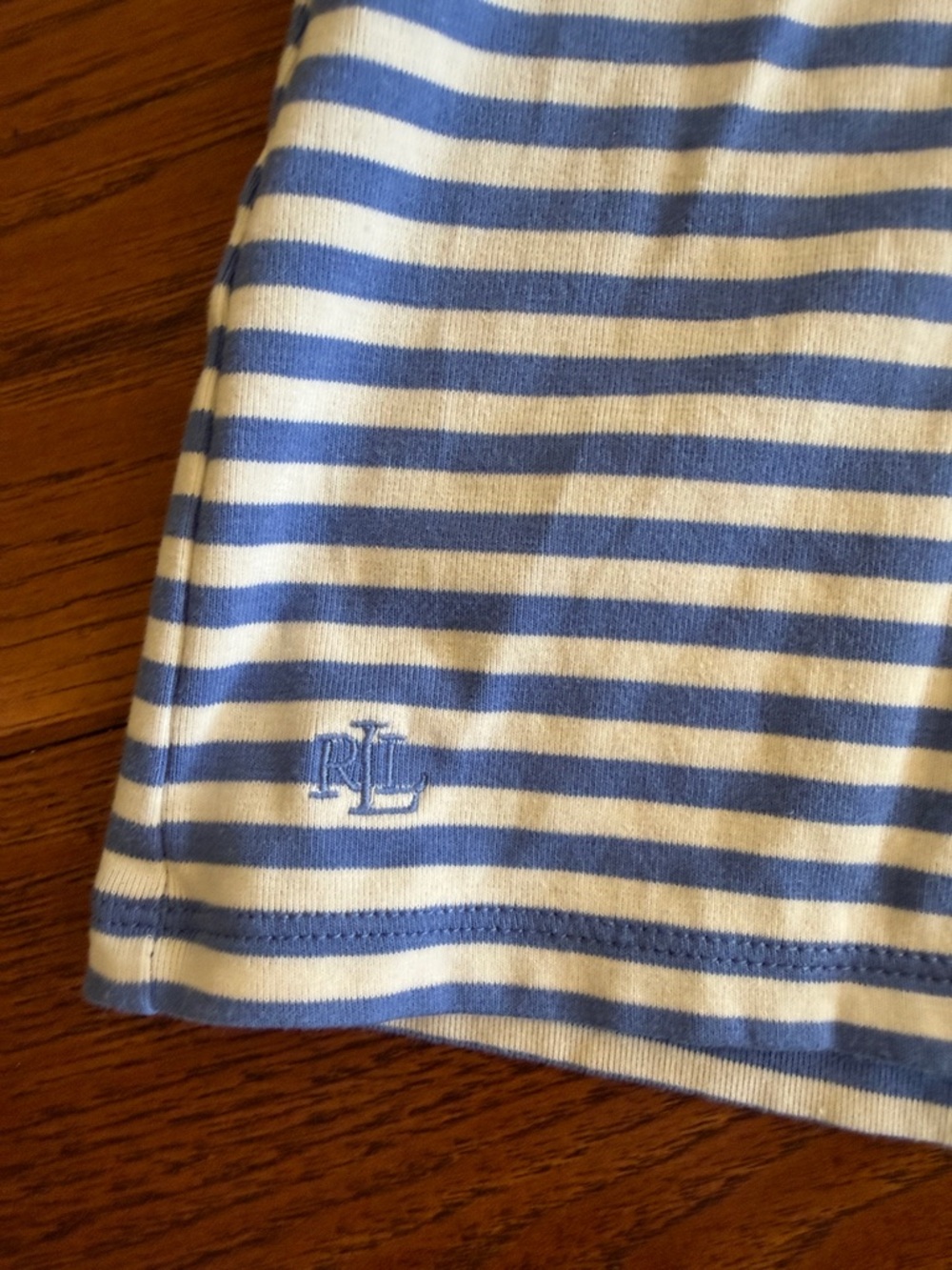 Lauren Ralph Lauren Blue and White Striped Short Sleeve Tshirt - Picture 4 of 8